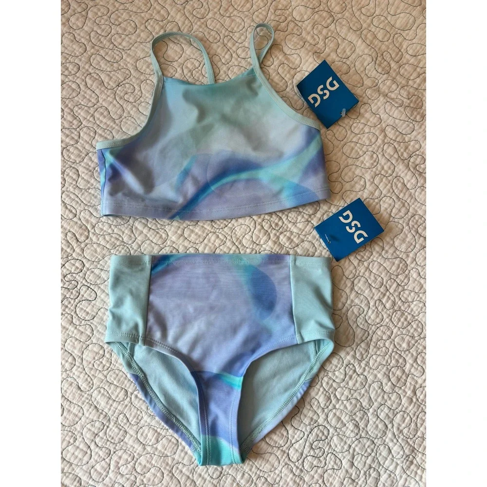 DSG Girls Size Small High Neck Bikini Set‎ Deep Sea